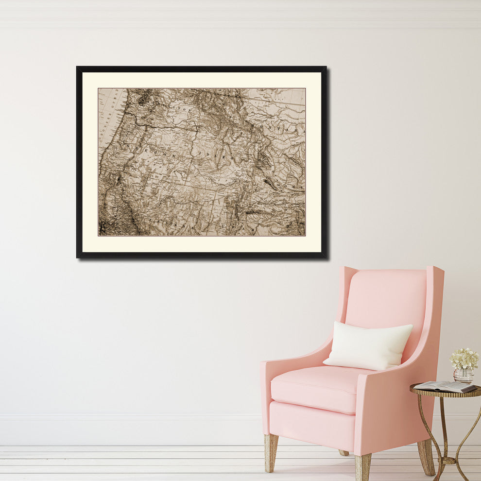 Us Pacific Northwest Vintage Sepia Map Canvas Print, 16"x21"