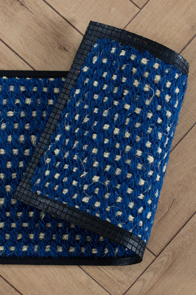 24.5"x14"x1.5" Natural/Recycled Rubber Boot Tray Blue/Ivory Coir Insert