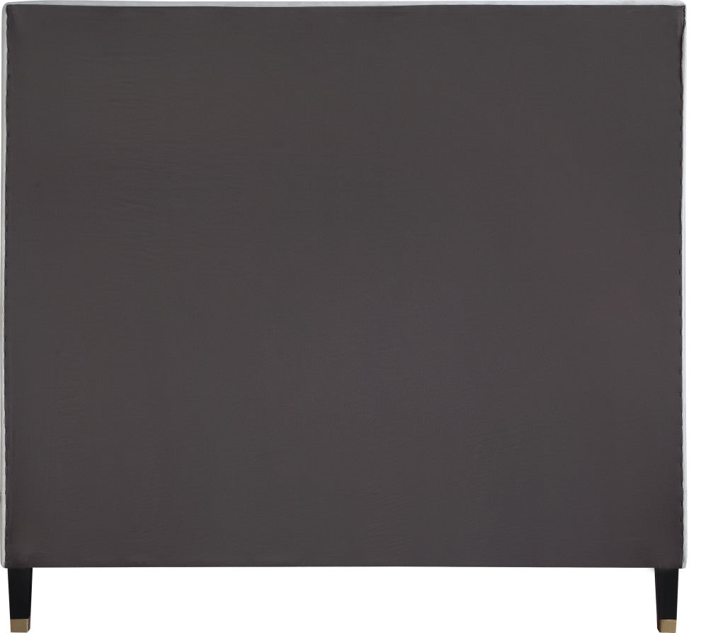 Harlie Velvet Upholstered Bed, Cream, Full