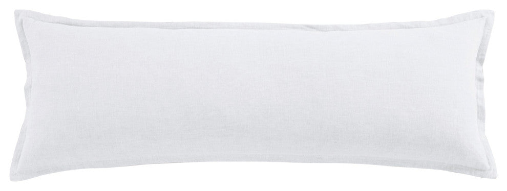 100% French Flax Linen Long Lumbar Pillow, 14" x 42", White, 1PC