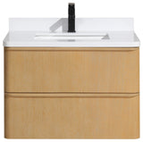 Lucas Bathroom Vanity, Washed Oak, 30", Single Sink, Floating