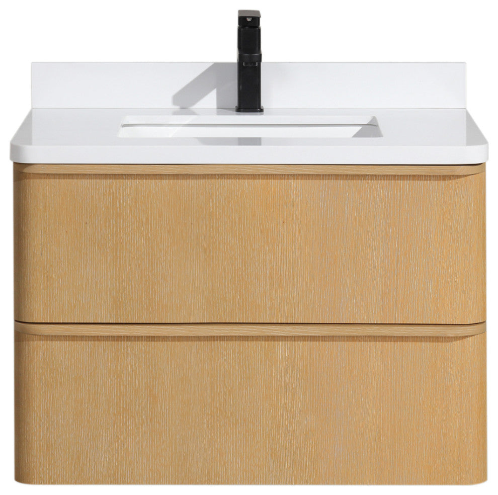 Lucas Bathroom Vanity, Washed Oak, 30", Single Sink, Floating