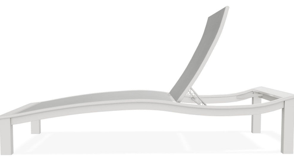 Bazza Sling 4-Position Contour Outdoor Chaise Lounge, Alloy/Snow