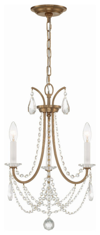 Karrington 3-Light Mini Chandelier, Aged Brass
