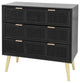 Benzara BM285092 Dresser Chest Cabinet, 3 Drawers, Woven Rattan, Modern, Gold