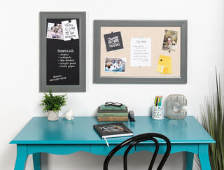 Bosc Framed Linen Fabric Pinboard Wall Organization Board, Gray, 18.5x27.5