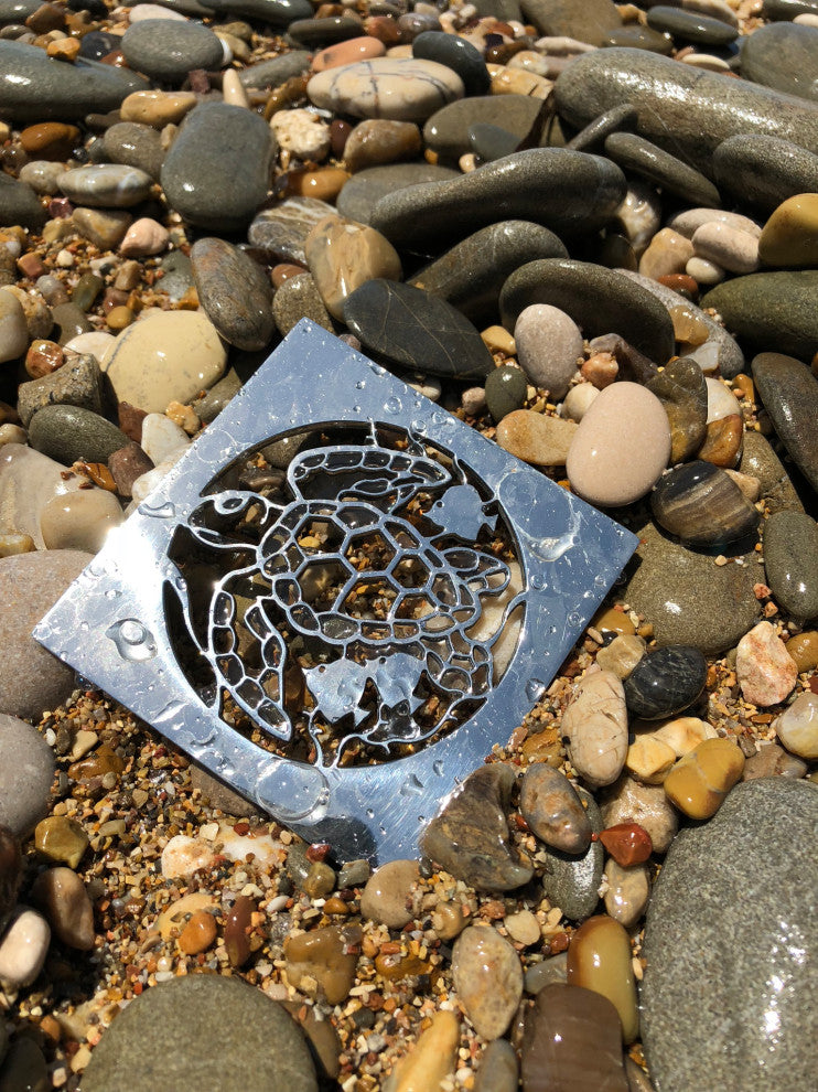 Square Shower Drain, Turtle Design , Replacement for Cal Faucets