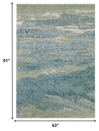 5"x8" Blue Sage Impressionistic Ocean Area Rug