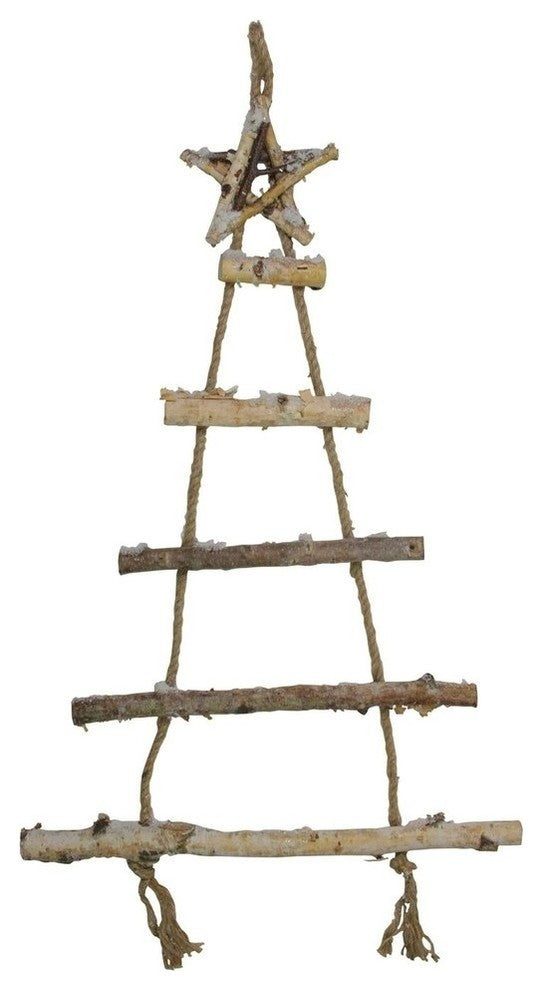 32" Natural 5-Tier Wall Hanging Twig Tree With Star Christmas Decoration