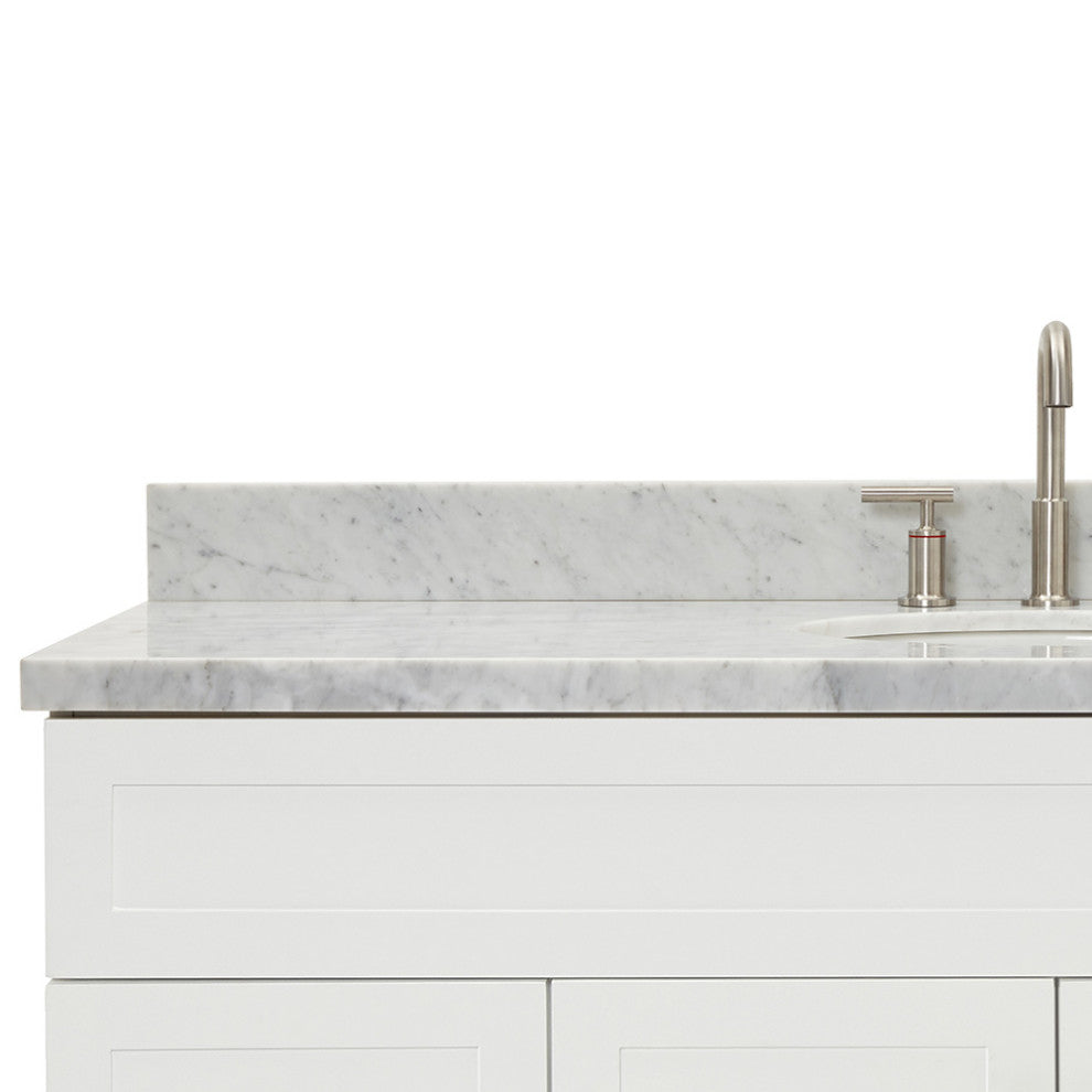 Ariel Hamlet 61" Oval Sink Bath Vanity, 1.5" Carrara Marble