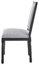 French Vintage Side Dining Chair, Fabric, Wood, Black Gray, Modern, Bistro