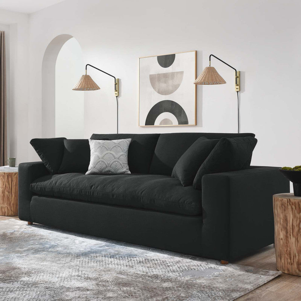 Commix Down Filled Overstuffed Sofa - Black