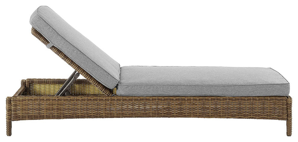 Bradenton Outdoor Wicker Chaise Lounge, Gray