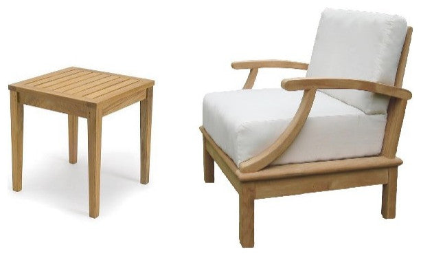 2-Piece Sack: Sofa Lounge Arm Chair, Side Table With Natural Sunbrella Cushion