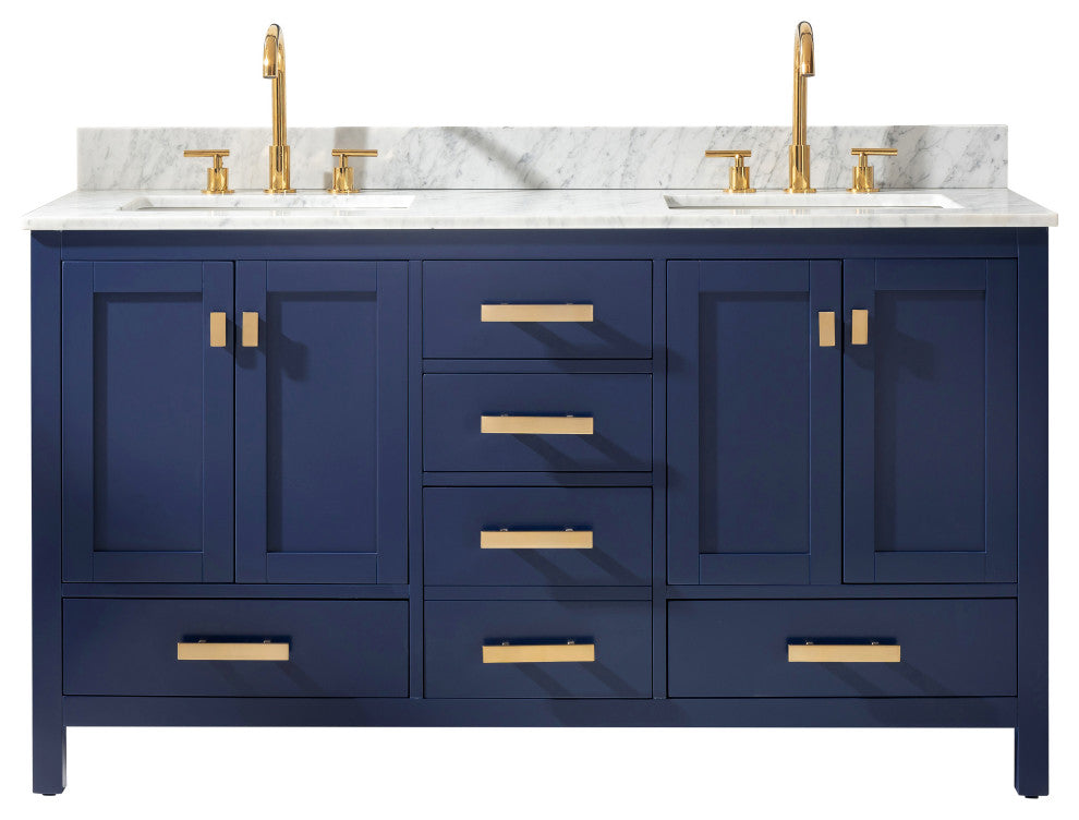 Valentino Modern 60" Blue Double Rectangular Sink Vanity