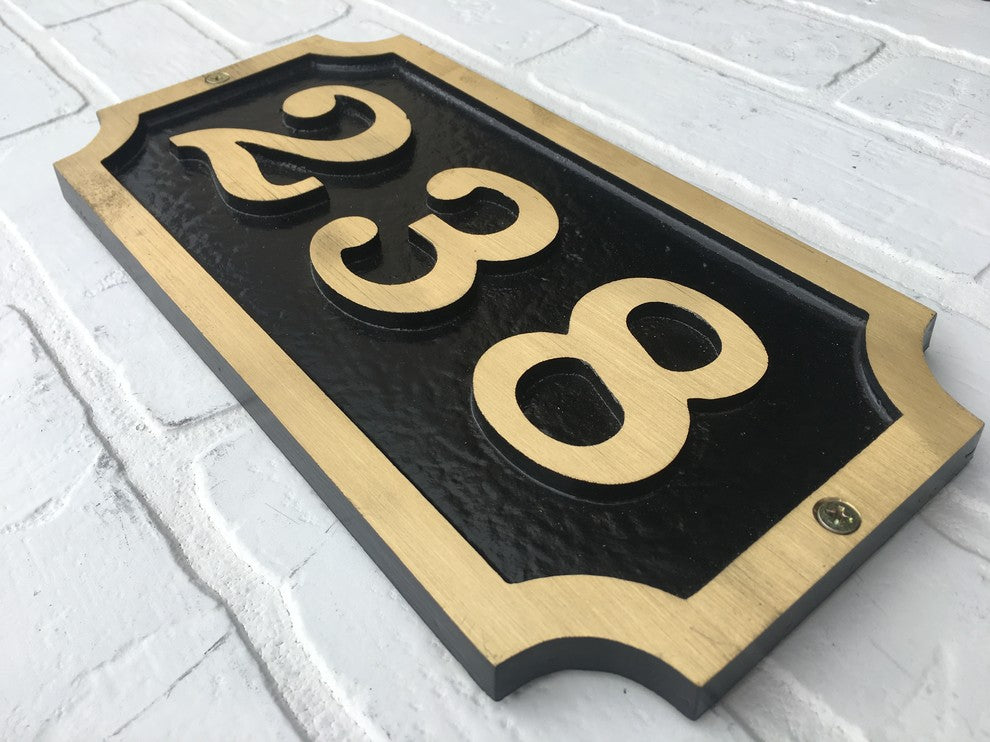 Address Plaque Solid Brass William House Sign, Bold Font