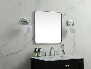 Ellis Soft Corner Metal Square Mirror 24x24 Inch, Silver