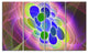 Blue Green Fractal Virus Design, Abstract Art on Canvas, 48"x28", 4 Panels
