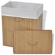 vidaXL Laundry Basket with Lid and Handles Dirty Clothes Basket Natural Bamboo