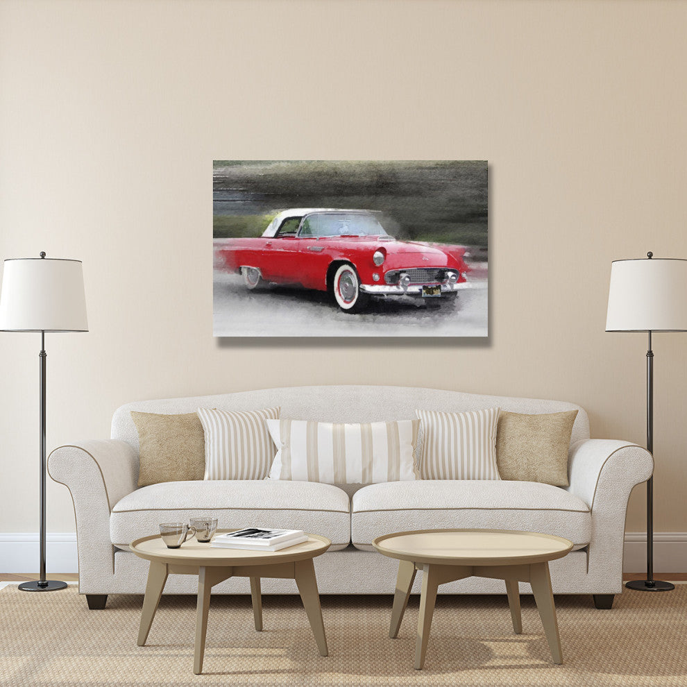 "1955 Ford Thunderbird Watercolor" Fine Art Print