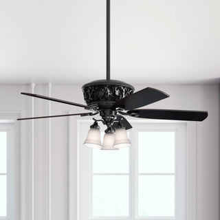 Hunter Fan Company 54" Promenade Ceiling Fan With LED Light/Remote, Gloss Black