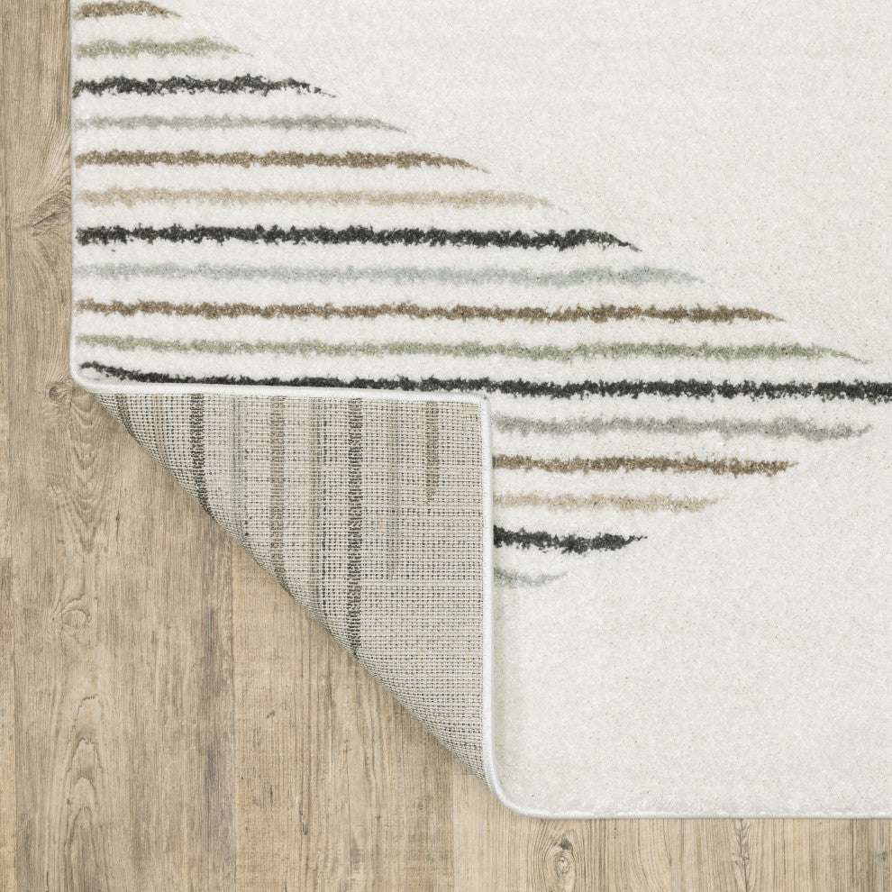 Canton Geometric Stripes Beige/Multi Indoor Area Rug, 6'7"x9'6"