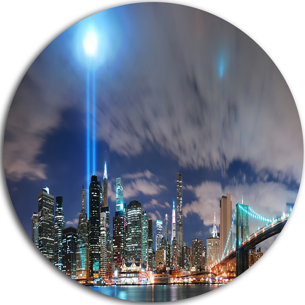 Manhattan Panorama, Cityscape Photo Round Wall Art, 11"