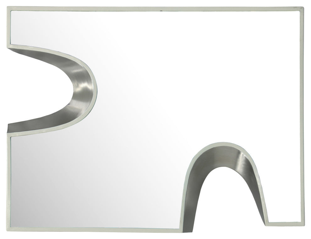 Soleil Mirror, 28" Wide, Silver Finish, Cream