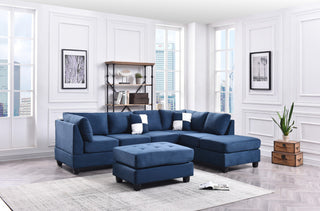 Solana Micro Suede Sectional, Navy Blue Micro Suede
