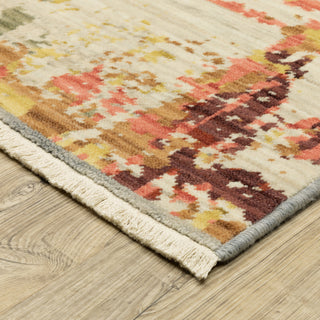 Saturn Distressed Abstract Beige/Multi Wool Blend Area Rug 6'7" x 9'6"