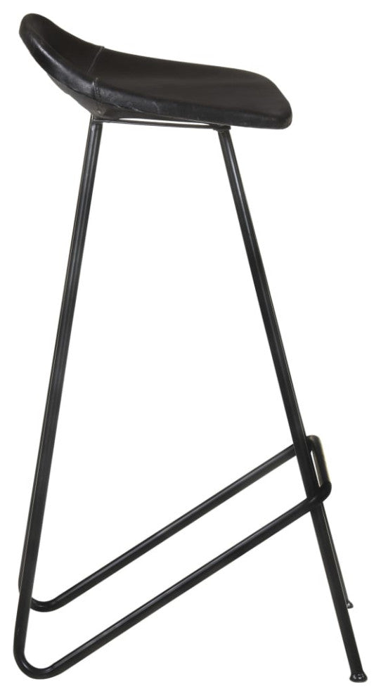 vidaXL Bar Stools 2 pcs Black Real Leather