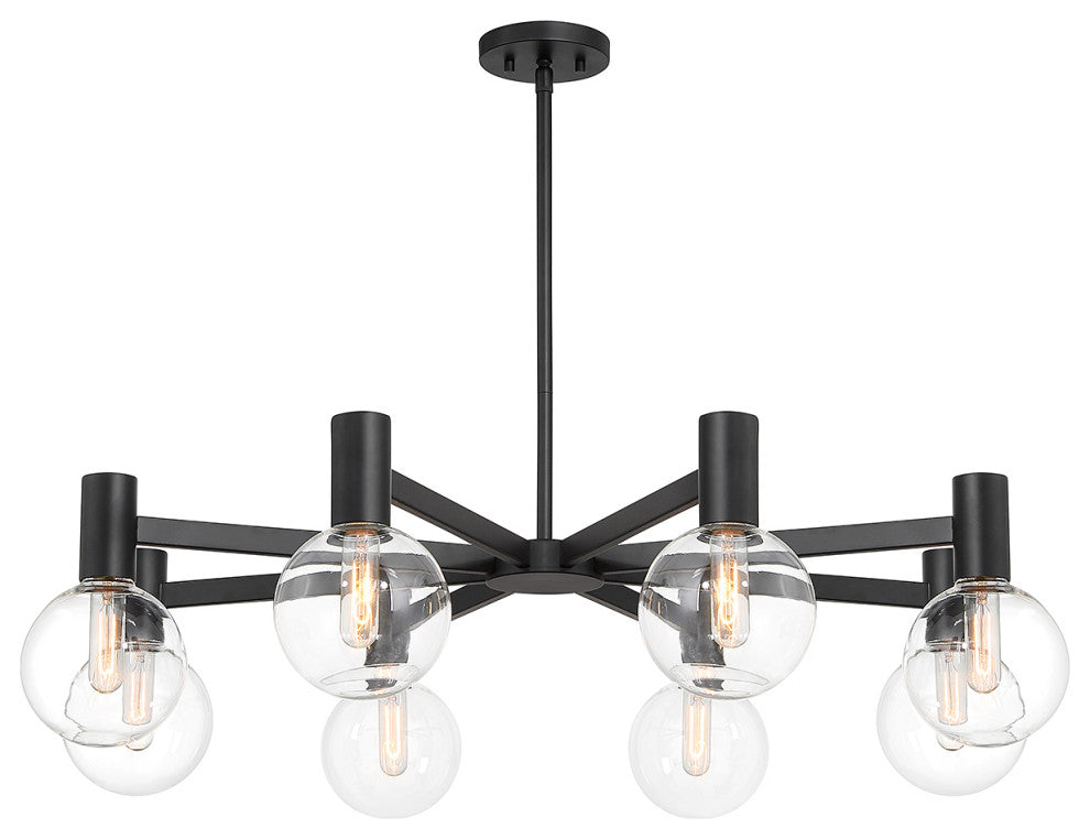 Wright 8-Light Chandelier, Matte Black, Matte Black