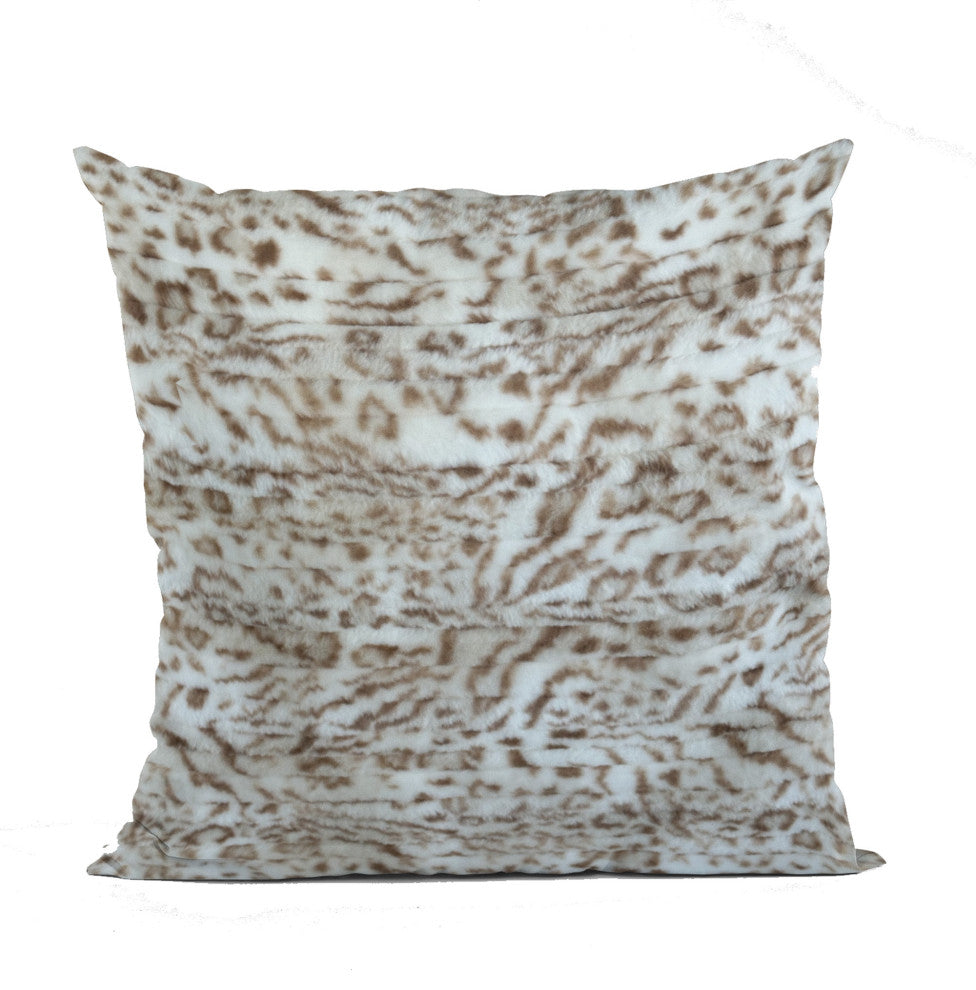 Plutus Light Brown Luxe Lash Faux Fur Throw Pillow, 20" x 36" King