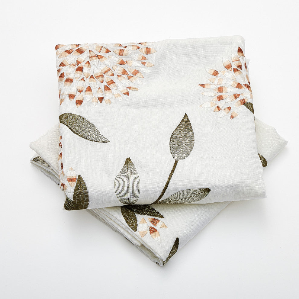 Embroidery Canvas Pillow Cover 2 Piece Set, Gold, 20" X 20"