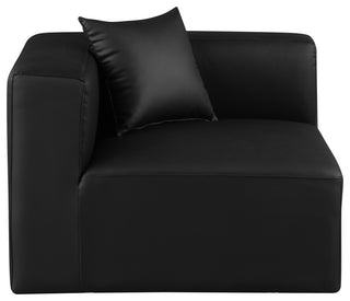 Cube Upholstered Modular Component, Black, Vegan Leather, Corner Chair