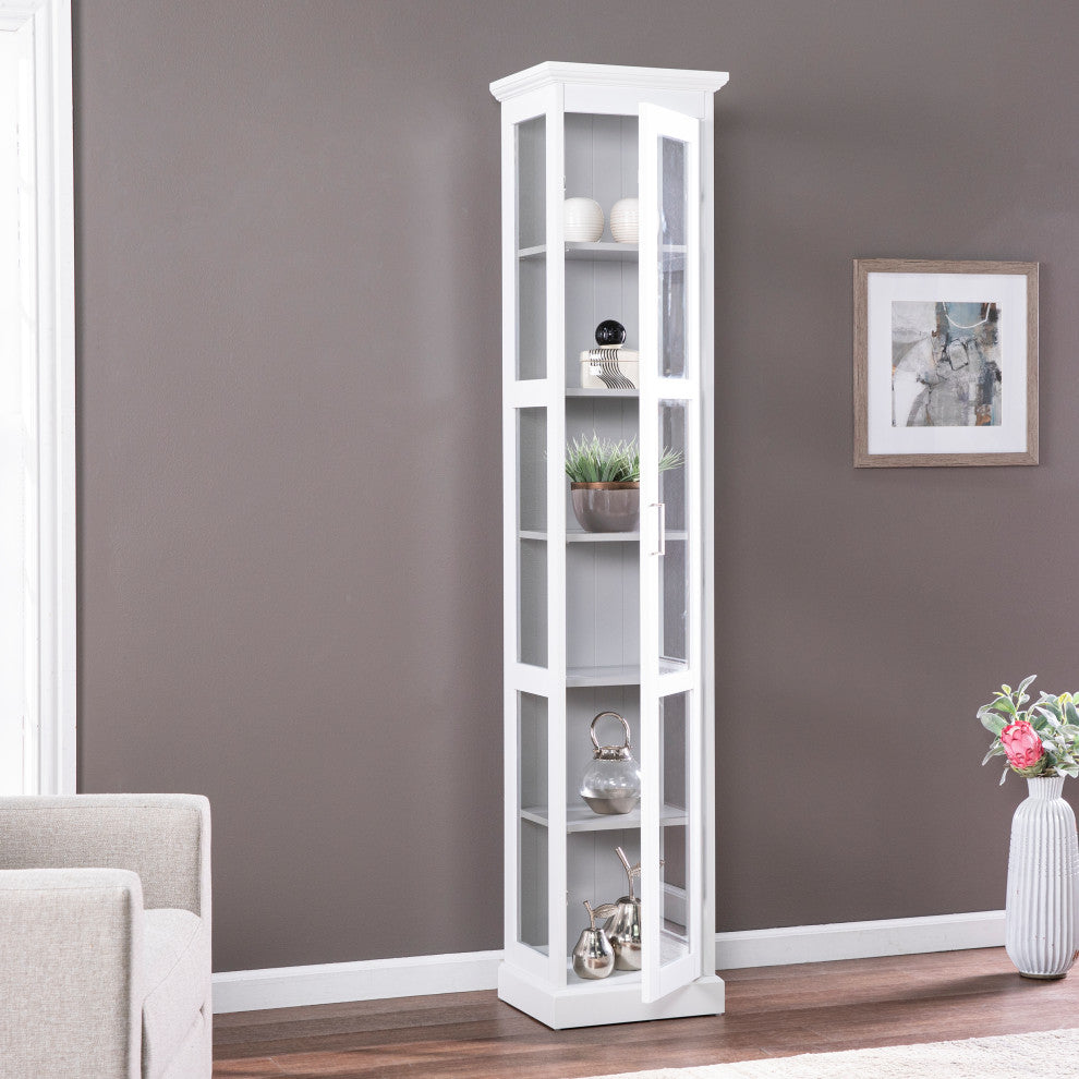Palmer Tall Curio w/ Glass Door - White