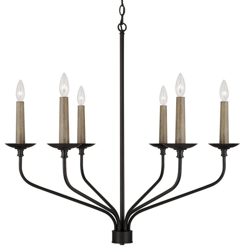 Capital Lighting 451561 Wilder 6 Light 32"W Taper Candle Style - Matte Black