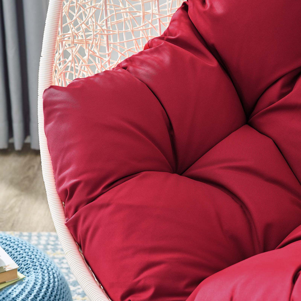 White Red Hide Outdoor Patio Swing Chair With Stand