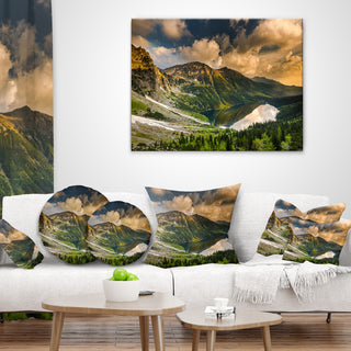 Dramatic Sky over Alpine Lake Landscape Printed Throw Pillow, 18"x18"