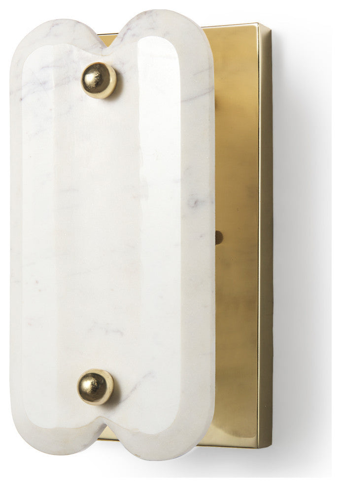 Stein 5Lx6W Gold With White Marble Shade Wall Sconce