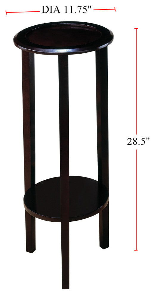 Round Accent Table With Bottom Shelf, Espresso