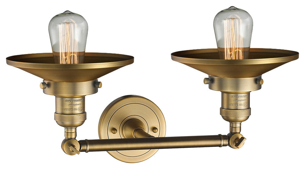 Railroad 2-Light LED Bath Fixture, Brushed Brass