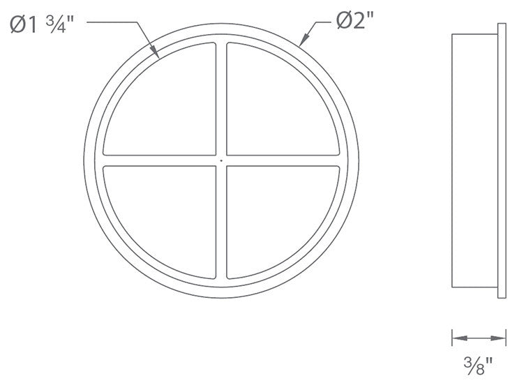 2" Diameter Cross Louver Filter, Black