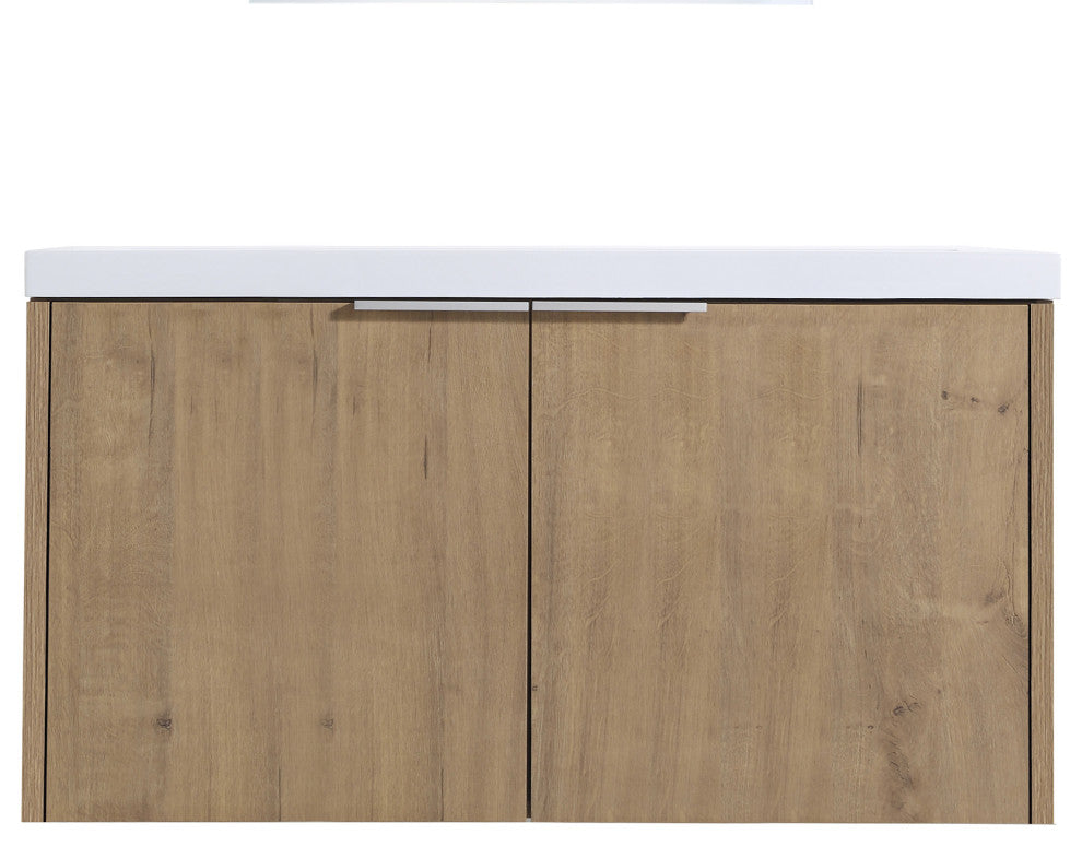Bath Vanity Set, Imitative Oak, Resin Vanity Top, White, White Basin