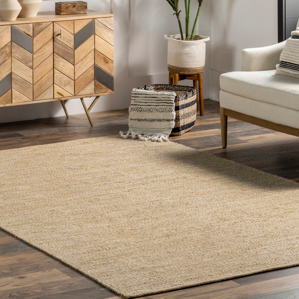 Nuloom Handwoven Solid Area Rug, Tan 7'6"x9'6"