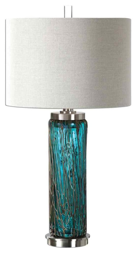 Aqua Ocean Blue Glass Table Lamp