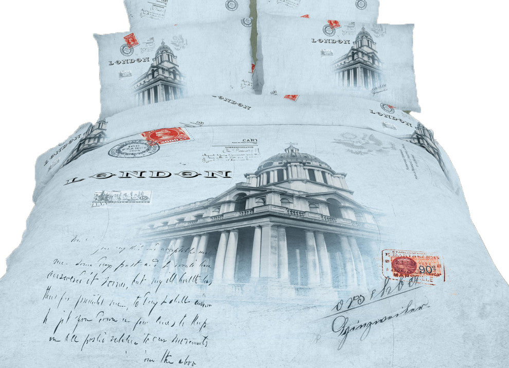 Twin Size Duvet Cover Sheets Set, London