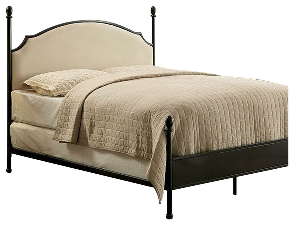 Benzara BM123603 Transitional Twin Size Metal Bed, Black