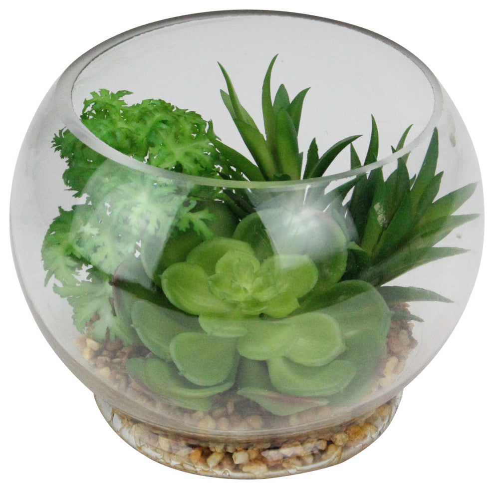 9.4" Artificial Succulent with Pebbles Tabletop Decoration