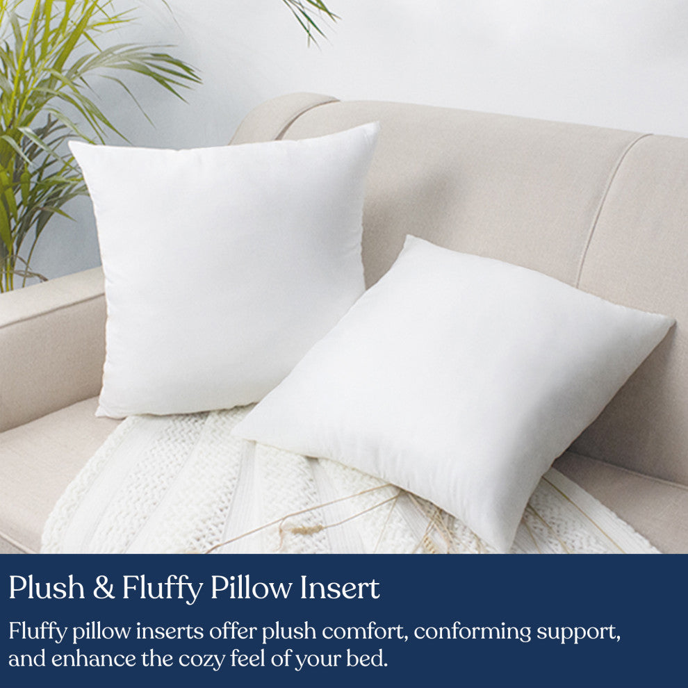 Delara Organic Cotton Pillow Insert, White Duck Feather, Set of 2, 20"x20"